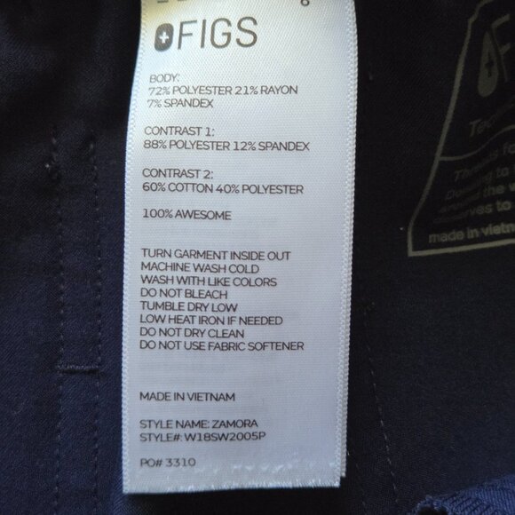 FIGS Scrub Set Women Navy Blue Catarina Top Small Zamora Jogger Pants Petite XS - Picture 16 of 16